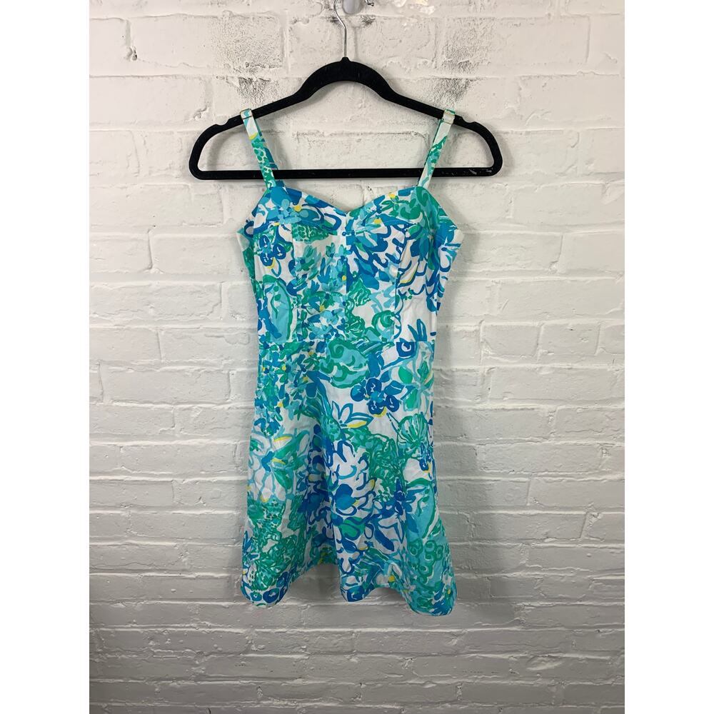 Lilly Pulitzer Blue and Green Floral Midi Dress